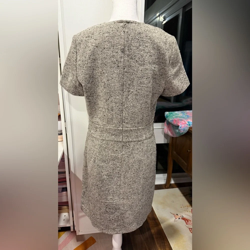 Tory Burch EUC Priscilla Tweed Sheath Dress Gray Size 8 Italian Fabric